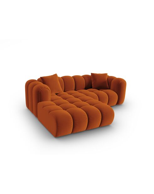 Canapé d'angle gauche velours modulable Astro 3 places terracotta - 238x190x70 cm