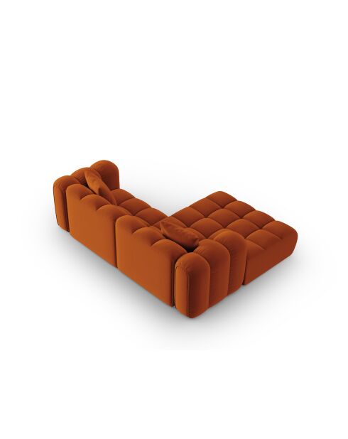 Canapé d'angle gauche velours modulable Astro 3 places terracotta - 238x190x70 cm