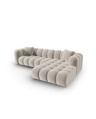 Divano angolare destro Astro 4 posti modulare ecru in velluto - 300x190x70 cm