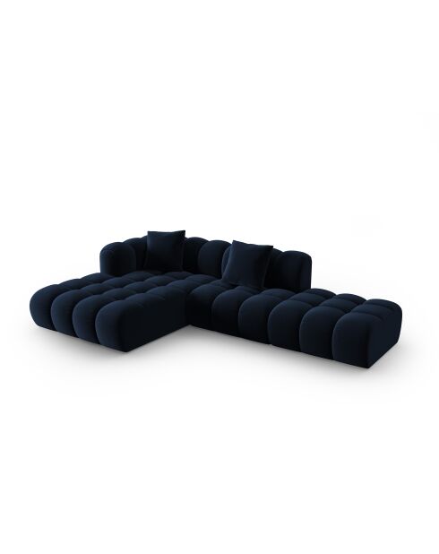 Canapé d'angle gauche velours modulable Astro 4 places bleu roi - 300x190x70 cm