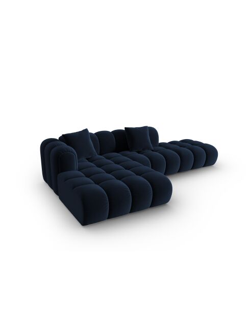 Canapé d'angle gauche velours modulable Astro 4 places bleu roi - 300x190x70 cm