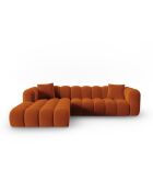 Canapé d'angle gauche velours modulable Astro 4 places terracotta - 300x190x70 cm