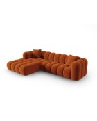 Canapé d'angle gauche velours modulable Astro 4 places terracotta - 300x190x70 cm