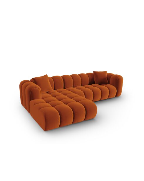 Canapé d'angle gauche velours modulable Astro 4 places terracotta - 300x190x70 cm