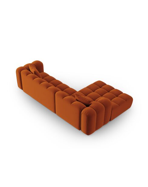 Canapé d'angle gauche velours modulable Astro 4 places terracotta - 300x190x70 cm