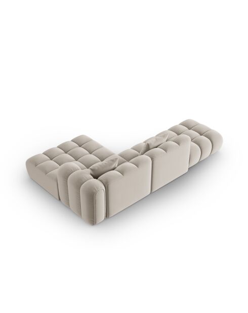 Divano angolare destro Astro 4 posti modulare ecru in velluto - 300x190x70 cm