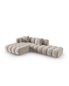 Canapé d'angle gauche velours modulable Astro 4 places écru - 300x190x70 cm