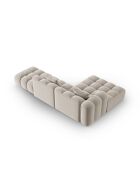 Canapé d'angle gauche velours modulable Astro 4 places écru - 300x190x70 cm