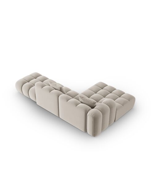 Canapé d'angle gauche velours modulable Astro 4 places écru - 300x190x70 cm