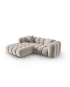 Canapé d'angle gauche velours modulable Astro 3 places écru - 238x190x70 cm