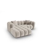 Canapé d'angle gauche velours modulable Astro 3 places écru - 238x190x70 cm