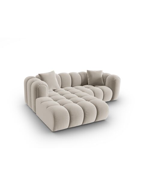 Canapé d'angle gauche velours modulable Astro 3 places écru - 238x190x70 cm