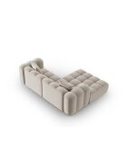Canapé d'angle gauche velours modulable Astro 3 places écru - 238x190x70 cm