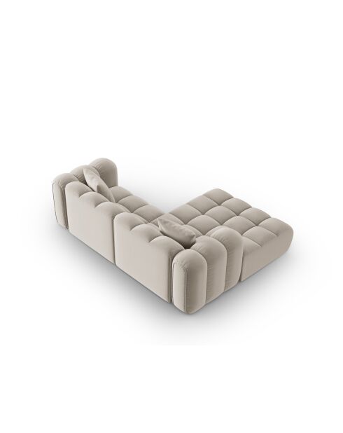 Canapé d'angle gauche velours modulable Astro 3 places écru - 238x190x70 cm