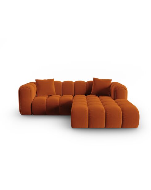 Astro Modulares Ecksofa aus Samt für 3 Personen, Terrakotta, für rechts, 238 x 190 x 70 cm
