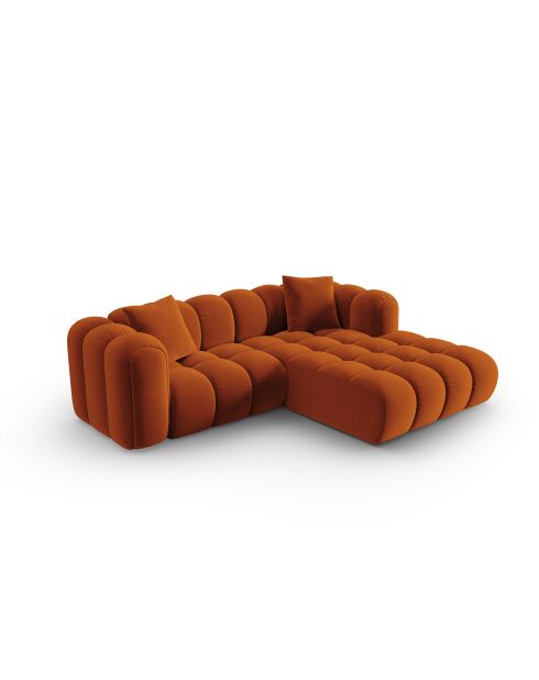 Astro Modulares Ecksofa aus Samt für 3 Personen, Terrakotta, für rechts, 238 x 190 x 70 cm