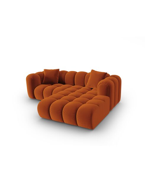 Astro Modulares Ecksofa aus Samt für 3 Personen, Terrakotta, für rechts, 238 x 190 x 70 cm