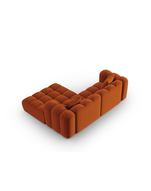 Astro Modulares Ecksofa aus Samt für 3 Personen, Terrakotta, für rechts, 238 x 190 x 70 cm