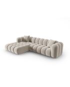 Canapé d'angle gauche velours modulable Astro 4 places écru - 300x190x70 cm