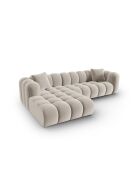 Canapé d'angle gauche velours modulable Astro 4 places écru - 300x190x70 cm