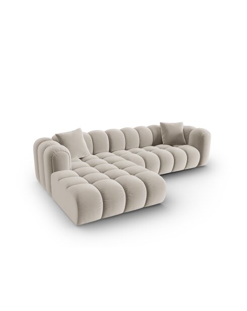 Canapé d'angle gauche velours modulable Astro 4 places écru - 300x190x70 cm
