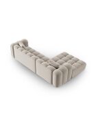 Canapé d'angle gauche velours modulable Astro 4 places écru - 300x190x70 cm