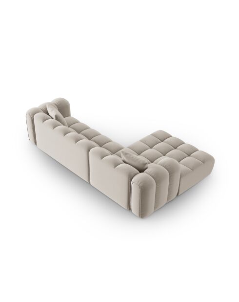 Canapé d'angle gauche velours modulable Astro 4 places écru - 300x190x70 cm