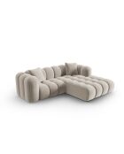 Astro 3-zits modulaire fluwelen hoekbank rechts ecru - 238x190x70 cm