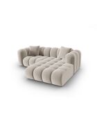 Astro 3-zits modulaire fluwelen hoekbank rechts ecru - 238x190x70 cm