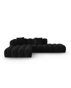 Canapé d'angle gauche velours modulable Astro 4 places noir - 300x190x70 cm