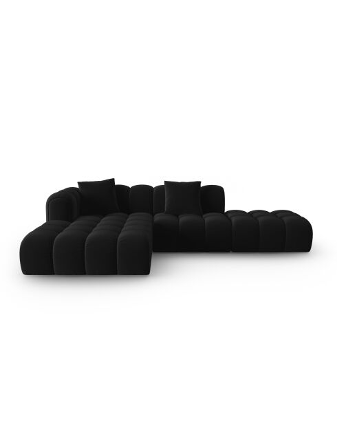 Canapé d'angle gauche velours modulable Astro 4 places noir - 300x190x70 cm