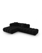 Canapé d'angle gauche velours modulable Astro 4 places noir - 300x190x70 cm