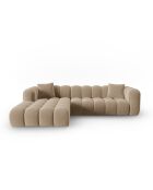 Canapé d'angle gauche velours modulable Astro 4 places le sable - 300x190x70 cm