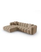 Canapé d'angle gauche velours modulable Astro 4 places le sable - 300x190x70 cm