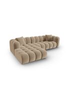 Canapé d'angle gauche velours modulable Astro 4 places le sable - 300x190x70 cm