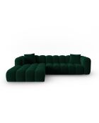 Canapé d'angle gauche velours modulable Astro 4 places vert bouteille - 300x190x70 cm