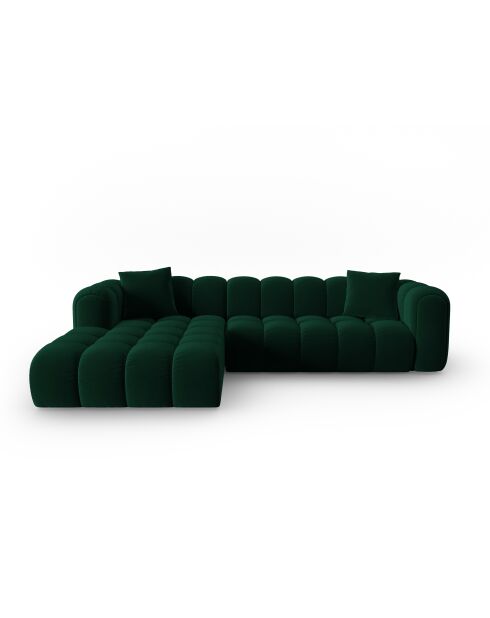 Canapé d'angle gauche velours modulable Astro 4 places vert bouteille - 300x190x70 cm