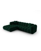 Canapé d'angle gauche velours modulable Astro 4 places vert bouteille - 300x190x70 cm