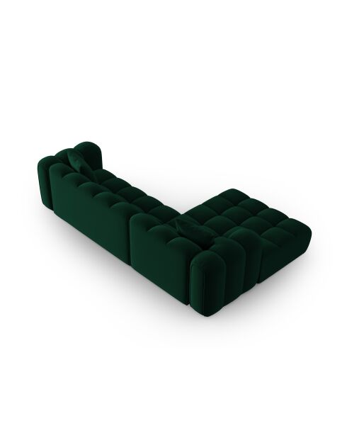 Canapé d'angle gauche velours modulable Astro 4 places vert bouteille - 300x190x70 cm