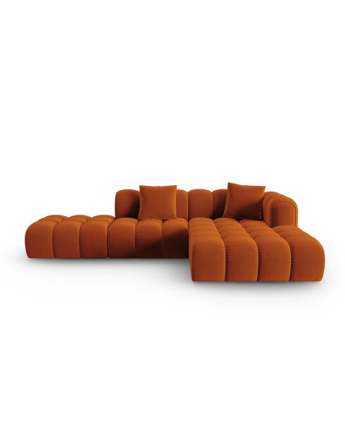 Astro Modulares Ecksofa aus Samt für 4 Personen, Terrakotta, 300 x 190 x 70 cm