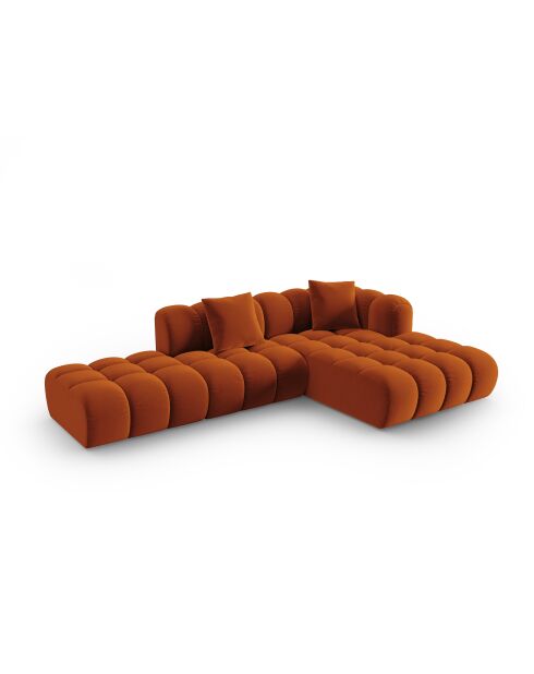Astro Modulares Ecksofa aus Samt für 4 Personen, Terrakotta, 300 x 190 x 70 cm
