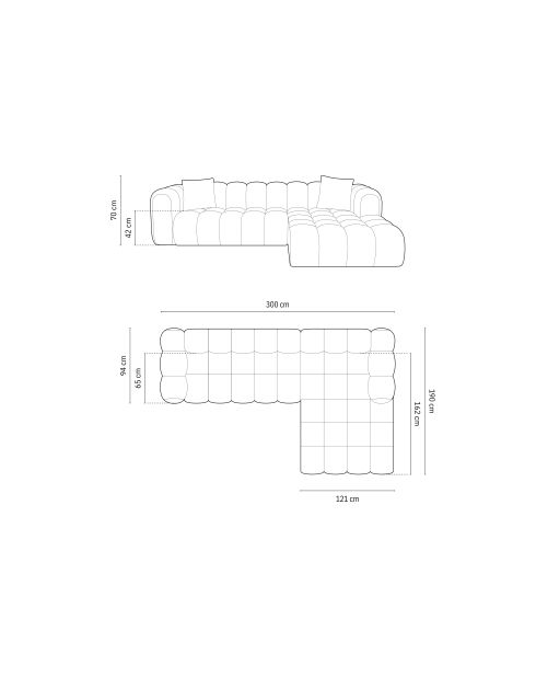 Astro 4-Sitzer Bordeaux modulares rechtes Ecksofa - 300x190x70 cm