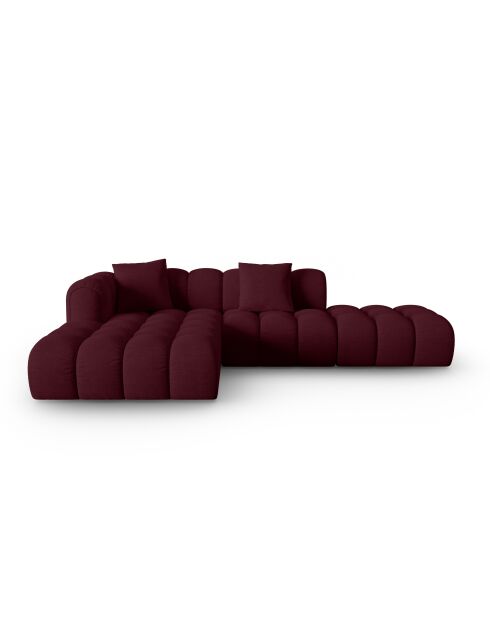 Canapé d'angle gauche modulaire Astro 4 places bordeaux - 300x190x70 cm