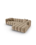 Canapé d'angle droit velours modulable Astro 4 places le sable - 300x190x70 cm