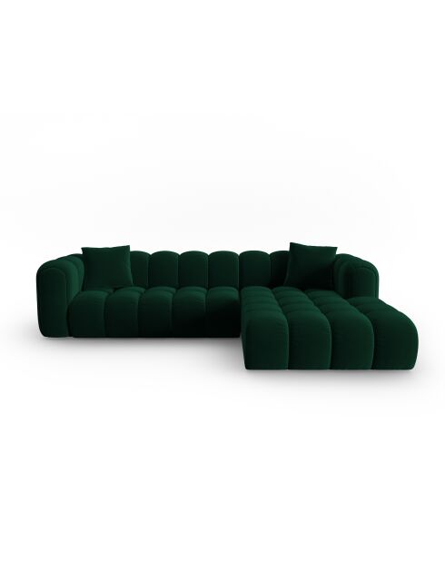 Astro Modulares Ecksofa aus Samt für 4 Personen, rechts, flaschengrün - 300x190x70 cm