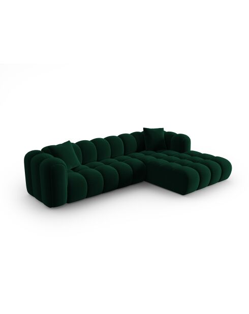 Astro Modulares Ecksofa aus Samt für 4 Personen, rechts, flaschengrün - 300x190x70 cm