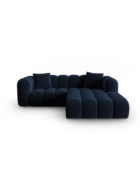 Divano angolare destro Astro a 3 posti modulare in velluto blu royal - 238x190x70 cm