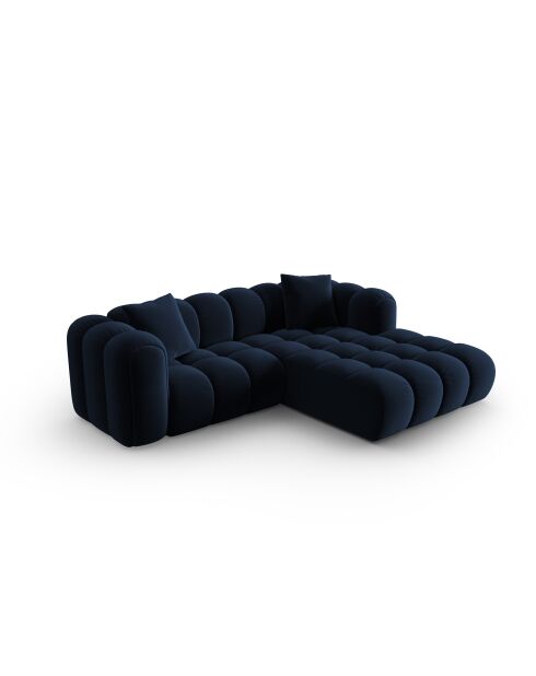 Divano angolare destro Astro a 3 posti modulare in velluto blu royal - 238x190x70 cm