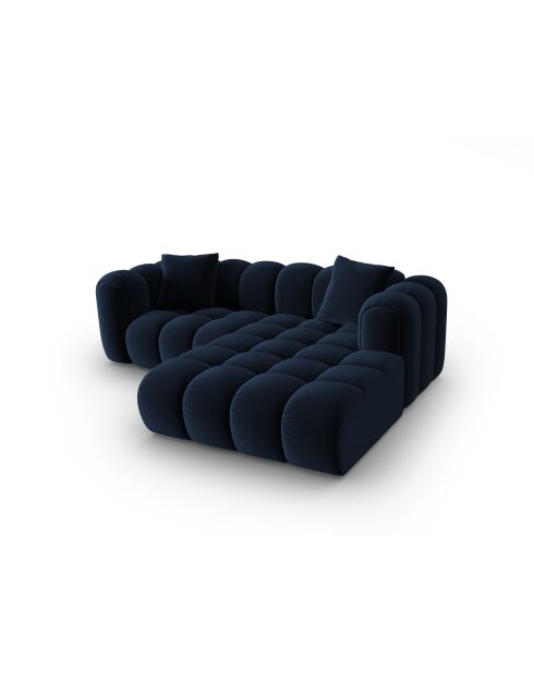 Divano angolare destro Astro a 3 posti modulare in velluto blu royal - 238x190x70 cm