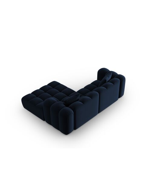 Divano angolare destro Astro a 3 posti modulare in velluto blu royal - 238x190x70 cm